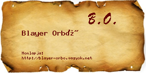 Blayer Orbó névjegykártya